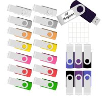 USB zibatmiņas zibatmiņas karte 2GB, 20 eksemplāru iepakojumā JBOS Flash Memory Stick 2GB USB 2.0 Rotate Metal Fast Speed USB Flash Drive, USB zibatmiņas karte, daudzkrāsaina