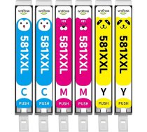 WYFYINK 581 XXL priekš Canon printeru kasetnēm 580 581 XXL Multipack Saderīgs ar Canon TR8550 printeru kasetnēm ar Pixma TR7650 TS705 TR7550 TS6150 TS6151 TS6250 TS6350 TS8251 TS9550 TS9551