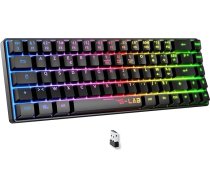 G-Lab Keyz Hydrogen WL bezvadu spēļu tastatūra 60% AZERTY trīskāršā režīma 2,4GHz Bluetooth vadu klusā RGB spēļu tastatūra PC PS4 PS5 melna