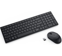 Dell klusā tastatūra un pele KM555 - Apvienotās Karalistes QWERTY izkārtojums, bezvadu kombinācija ar klusiem taustiņiem un peles klikšķiem, ilgs akumulatora darbības laiks, melns