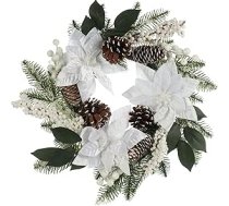 COM-FOUR® Durvju vainags Ziemassvētki - Adventes vainags ar lieliem ziediem un mirdzumiem - Dekoratīvais vainags Rudens - Ziemassvētku rotājums - Galda vainags - Ziemassvētku vainags