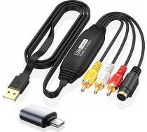 USB 2.0 video uztveršanas kartes ierīce, VHS uz digitālo pārveidotājs, 1080P RCA AV Composite uz USB adapteris Windows Mac OS