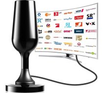 Dvbt2 antena, Dvb-t2 Zimmerantenne für Fernseher, dvbt antena, paredzēta vietējiem sūtītājiem, 360° visapkārt, nodrošina 4K/1080P HD ciparu kanālus, ar magnētu, 2,5 m garš kabelis (melns)