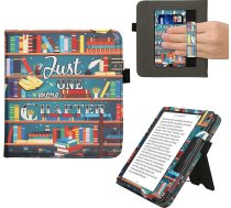 kwmobile Flip Cover saderīgs ar Kobo Kobo Kobo Libra Colour/Tolino Vision Colour - Futrālis ar rokas siksniņu Bibliotēkas tematika Daudzkrāsains