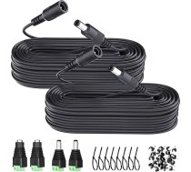 2 iepakojumi 10 metru līdzstrāvas pagarinātāja kabelis 5,5 mm x 2,1 mm, universāls līdzstrāvas 12V barošanas pagarinātāja kabelis CCTV kamerām, LED lentēm, DC12 voltu barošanas avotam vai lādētājam - melns