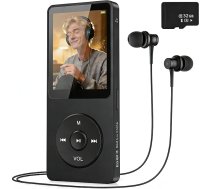 32 GB MP3 atskaņotājs ar skaļruni, austiņām, HiFi mūziku, skaļruni, e-grāmatu, ierakstīšanu, 7 stundu akumulatora darbības laiks, mazs un klasisks sporta MP3 atskaņotājs ar 1,8 collu ekrānu, melns