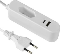 Electraline 62654 Elektriskais pagarinātājs / Eiropas ceļojuma adapteris (Euro Plug Type C) / Pārnēsājams ātrais lādētājs ar 2 USB 3.4A (1 A tipa + 1 C tipa), 1,5 m kabelis