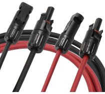 Saules pagarināšanas kabelis, 6mm² 3m saules paneļa pagarināšanas kabelis ar sieviešu un vīriešu ūdensizturīgu saules paneļa vadu adapteri saules elektrostacijai (3M sarkans + 3M melns)