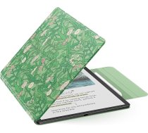 MoKo magnētiskais apvalks jaunajam 11 collu Kindle Scribe 2025 (3. paaudzes) un Kindle Scribe Colorsoft 2025 (1. paaudzes) - plāns Folio Premium PU ādas vāciņš ar pildspalvas aizdari un automātisku miega modināšanu, zaļš zieds