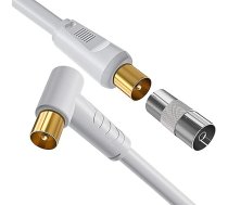 5 m TV antenas kabeļa savienotājs DVB-C DVB-T DVB-S leņķis, HDTV satelīta kabelis RF TV antenas koaksiālais kabelis ar zelta pārklājumu Balts savienotājs Sky, Virgin, BT, TV, VCR vai DVD atskaņotājam