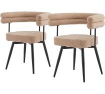 ML-Design Swivel Dining Room Chairs, Set of 2, Brown in Teddy Fabric, Living Room Chairs with Arms and Backrests, 360° Swivel Chair, Upholstered Chair with Metal Legs, Lounge Chair, Ergonomic Kitchen