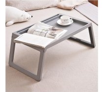 Portable Folding Laptop Desk for Bed and Couch, Lightweight Lap Table for Home, Office, Study, Gaming, Compact, 27 x 14 Inch, Modern White Grey Design, Easy Storage and