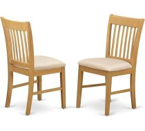 East West Furniture NFC-OAK-C Norfolk Kitchen Dining Chairs Linen Fabric Upholstered Wooden Chairs Set of 2 Oak
