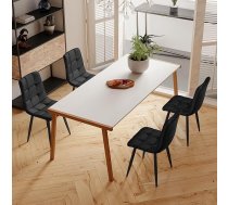 Set of 4 Dining Chairs with Velvet Cover and Metal Legs, with Backrest and Decorative Quilting, Modern Chair Set, Ergonomic Design, for Dining Area, Bedroom or Reception Room (Black)