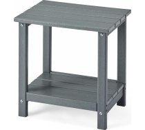 Amazon Basics Āra galdiņš no HDPE, izturīgs pret laikapstākļiem dārza galds ar apakšējo plauktu, 60 % pārstrādāts materiāls, 42 cm x 32 cm x 42 cm, koka efekts, pelēks