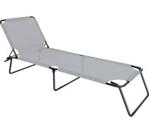 Salokāms sauļošanās krēsls bez jumta, ar regulējamu atzveltni, metāla krēsls pludmalei, jūrai, dārzam, 187 x 53 x 24 cm (pelēks)