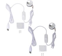 2 Stück dimmbare Mini-Strahler, USB, 5 V, stufenlose Helligkeitsdimmung, LED-Mini-Spot-Licht mit 6,6 Fuß Kabel für Vitrinen (Natürliches Licht)