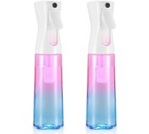 2 Pack 300ml Nepārtraukta smalkas miglas uzpildāma tukša izsmidzināmā pudele cirtainiem matiem stādīšanas tīrīšanai frizētavas Gradients rozā zils