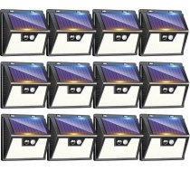 LOTMOS 12 saules lampu iepakojums ar kustības sensoru, 176 īpaši spilgtas LED saules lampas āra lietošanai, IP65 ūdensizturīgas, 3 režīmi, 3 saules lampas dārzam, garāžai, pagalmam, ārtelpai, vēsā baltā krāsā