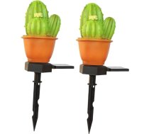 Beavorty 2 Stück Solar Gartenlampe mit Wasserdichtem Silikongehäuse und Dekorativem Kaktusdesign LED Landschaftsbeleleuchtung für Außenbereich für Weihnachten und Halloween