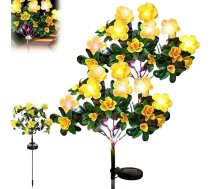 Gedenklichter, wetterfeste Gartenblumen-Lichter, solarbetrieben, mit realistischen künstlichen Blütenblättern, für Garten, Terrasse, Geld, 2 Stück
