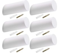Koka mēteļu āķi 6 dabīgā koka sienu āķi 8 x 3 cm Buka āķi Balta koka mēteļu āķi apģērbiem Šalle Cepure Bag Ziemassvētku cepure Cepures Zeķes Cukurs Maksimālā slodze 15 kg