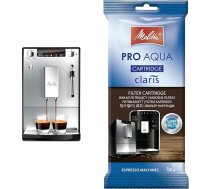 Melitta Caffeo Solo & Milk E953-102, plāns pilnībā automātisks kafijas automāts ar piena putu sprauslu, sudraba krāsā un 192830 filtru kasetne pilnībā automātiskajiem kafijas automātiem, viegli lietojams, 1 kasetne