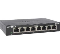 NETGEAR GS308-300PES 8 portu gigabitu komutators (dizains bez ventilatora, viegla uzstādīšana, Layer2, izturīgs metāla šasija, enerģijas taupīšana, metāla RJ45 savienotāji)