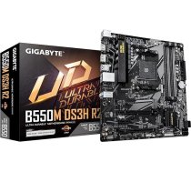 GIGABYTE B550M DS3H R2 pamatplate - AMD Ryzen 5000 procesori, 5+3 fāžu VRM, līdz 4733 MHz DDR4 (O.C.), 1x PCIe 4.0 + 1x PCIe 3.0 M.2, 1GbE LAN, USB 3.2 Gen 1