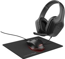 Trust Gaming GXT 790 Tridox Gaming PC komplekts - vieglas austiņas ar 50 mm draiveri un 3,5 mm ligzdu, programmējama USB pele 200-6400 DPI, peles paliktnis, spēlētāja komplekts datoram/laptopa datoram - melns