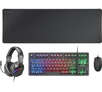 MARSGAMING RGB, spēļu tastatūras komplekts + spēļu pele Flow 3200 DPI + austiņas + XXL peles paliktnis, melns, itāļu val.