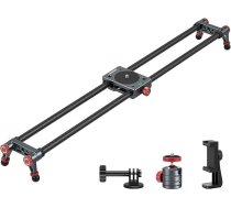 NEEWER 60 cm oglekļa šķiedras kameras slīdnis Dolly Slider Rail ar 360° lodveida galvu / mobilā tālruņa skavu / darbības kameras stiprinājumu, 4 gultņi un regulējamas kājas, saderīgs ar GoPro Insta360 iPhone Android,