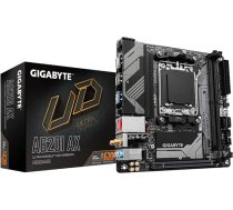 GIGABYTE A620I AX pamatplate - Atbalsta AMD Ryzen 8000 procesorus, 5+2+1 fāzes digitālais VRM, līdz 6400 MHz DDR5 (OC), 1xPCIe 4.0 M.2, Wi-Fi 6E, 2.5GbE LAN, USB 3.2 Gen 2