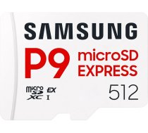 Samsung P9 Express microSD Express 512 GB ātrgaitas spēļu atmiņas karte Nintendo Switch 2, līdz 800 MB/s nolasīšanai, līdz 310 MB/s ierakstīšanai, 4K UHD video, konsolēm un kamerām, MB-MK512T/WW