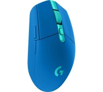 Logitech G305 LIGHT SPEED bezvadu spēļu pele, HERO 12000 DPI sensors, 6 programmējami taustiņi, 250 stundu akumulatora darbības laiks, pielāgojami spēļu profili, viegla, PC / Mac, zila - vācu iepakojums