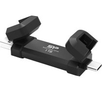 Silicon Power DS72 SSD portatīvais USB 3.2 Gen 2 Type-C/Type-A 1TB melns