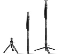 SIRUI SVM-165P Rapid System oglekļa šķiedras monopods ar pedāli, 165 cm monopods, ātra regulēšana ar skrūvju fiksatoru, kompakts un tikai 1,52 kg, maksimālā slodzes ietilpība 10 kg