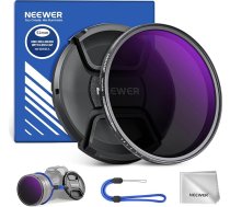 NEEWER 52 mm ND2-400 (1-9 pieturas) mainīgais ND filtrs ar objektīva vāciņu, nēsāšanas siksniņa, tīrīšanas lupatiņa, precīza neitrāla blīvuma filtra regulēšana, noturīgs pret pirkstu nospiedumiem un skrāpējumiem, daudzslāņu optiskais