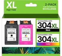 ECHALLENGE 304XL 304 XL kasetnes priekš HP 304 Printeru kasetnes HP daudzpaketei nomainītām kasetnēm priekš Envy 5030 5032 5000 DeskJet 2600 2620 2630 3750 3760 5010 5032 3720 5020 3762 26 33 37 30 (1 melns, 1krāsains, 2 iepakojumi)
