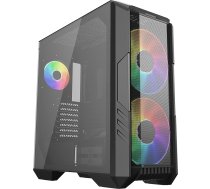 Cooler Master HAF 500 ATX Mid-Tower ar augstu gaisa plūsmu, sieta priekšējo paneli, diviem pielāgojamiem 200 mm ARG ventilatoriem, rotējošu GPU ventilatoru, USB 3.2 Gen 2 Type C un rūdītu stiklu (H500-KGNN-S00)
