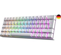 GK61 s Hot-Swap mehāniskā spēļu tastatūra - 62 taustiņi ar daudzkrāsainu RGB LED apgaismojumu PC/Mac spēlētājiem - ISO vācu izkārtojums (Gateron Mechanical Red, White)