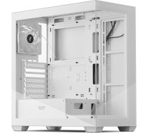 darkFlash ATX Mid-Tower PC korpuss, iepriekš iebūvēts PWM ventilators bez LED diodes, pilnekrāna divpusējs sienas rūdīts stikls, USB-C ports, atbalsta ūdens dzesēšanas radiatorus līdz 360 mm, balts (DS900)