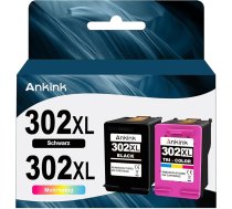 ANKINK 302XL printera kasetnes, lai aizstātu HP 302 XL melnās krāsas tintes kasetni 1110 2130 3630 3632 3634 3636 3639 4520 4522 4523 4524 4525 4526 4528 3830 3831 3833 melnās krāsas tintes kasetnei, 2 gab. komplektā