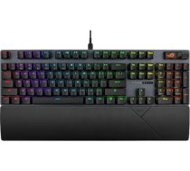 ASUS ROG Strix Scope II X - mehāniskā spēļu tastatūra, karstie slēdži ROG NX V2, skaņu absorbējošas putas, ABS taustiņi, daudzfunkcionālas vadības ierīces, trīs slīpuma leņķi, AZERTY