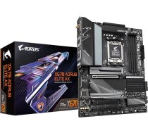 GIGABYTE X670 AORUS Elite AX pamatplate - atbalsta AMD Ryzen 9000 sērijas procesorus, 16+2+2+2 fāžu digitālais VRM, līdz 8000 MHz DDR5 (OC), 1xPCIe 5.0 + 3xPCIe 4.0 M.2, Wi-Fi 6E, 2.5GbE LAN, USB 3.2 Gen 2x2