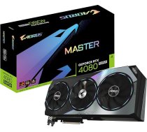 Gigabyte GeForce RTX 4080 Super AORUS Master grafiskā karte - 2625 MHz kodols, 16 GB GDDR6X 23000 MHz 256 bitu atmiņa, PCI-E 4.0, 3x DP 1.4, 1x HDMI 2.1a, NVIDIA DLSS 3.5, GV-N408SAORUS M-16GD