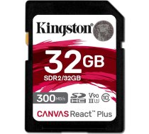 Kingston Canvas React Plus 32GB SDHC atmiņas karte UHS-II 300R/260W U3 V90 Full HD/4K/8K - SDR2/32GB