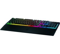 Razer Ornata V3 zema profila spēļu tastatūra (hibrīda slēdzis ar Mecha membrānu, taustiņi ar UV pārklājumu, mīksts magnētiskais plaukstas balsts, RGB Chrome), ES dizains, melns
