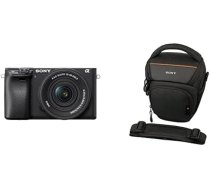 Sony Alpha 6400 APS-C bezspoguļa kamera ar 16-50 mm objektīvu (ātra 0,02 sekundes automātiskā fokusēšana ar acu noteikšanu, 4K video un noliekts displejs videoreportāžu uzņemšanai) + soma