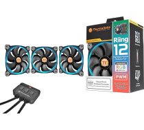 Thermaltake Riing12 Led RGB ventilators 256 krāsu 120 mm ar slēdzi - melns (3 gabali)